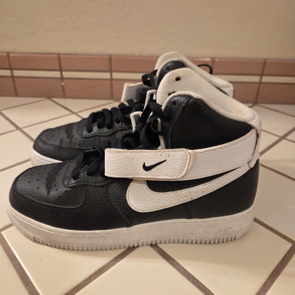 Nike Air Force 1 Mid 07 Black White Tumbled Leather CT2303-002 Mens 7